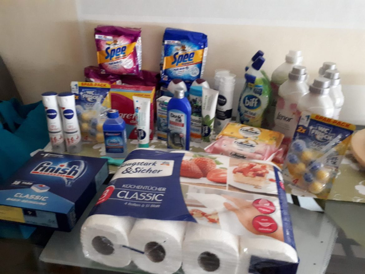 Hygiene-Einkauf Dank eines Gutscheins