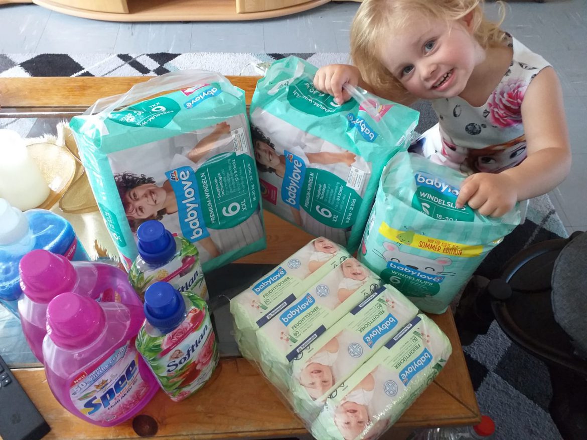 Isabella war mit Windeln kaufen