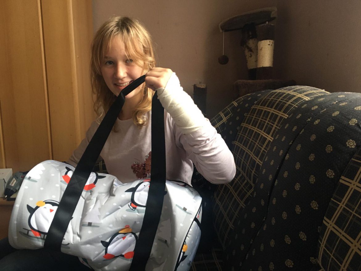 Auch Catherine brauchte eine neue Sporttasche