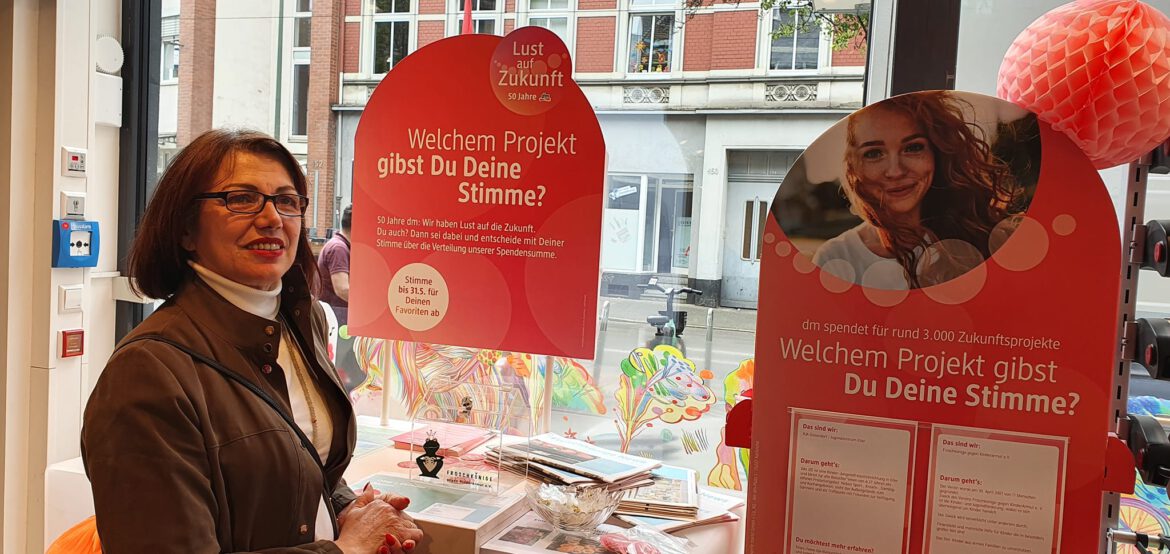 Stimmen Sie für uns bei dm in Eller… die Abstimmung für unser Projekt läuft noch bis 31.05.2023