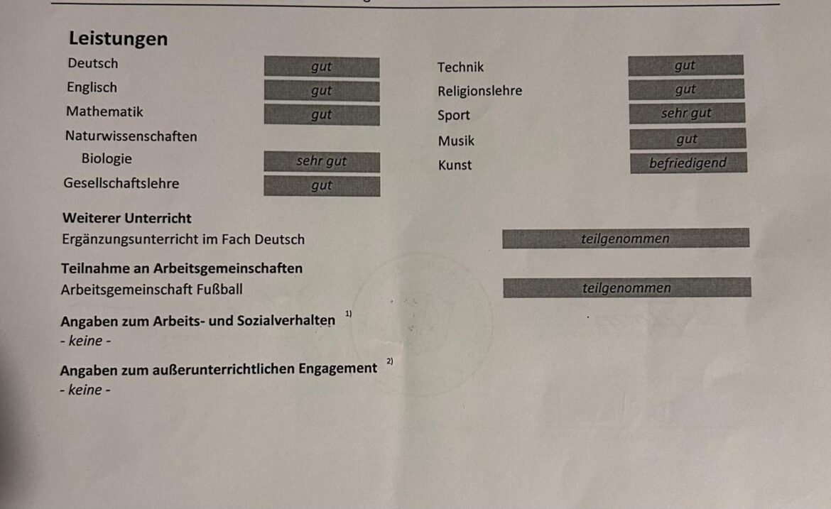 Unser Paul hat eine Belobigung von seiner Schule bekommen – die nur eine Handvoll Kinder bekamen